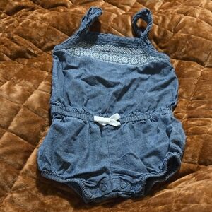 Denim-Look Baby Romper with Bow
